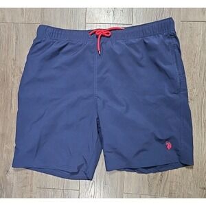 U.S. Polo Assn. Swim Trunks Blue w/ Red Lining Men's Sz XL,Perfect 1339